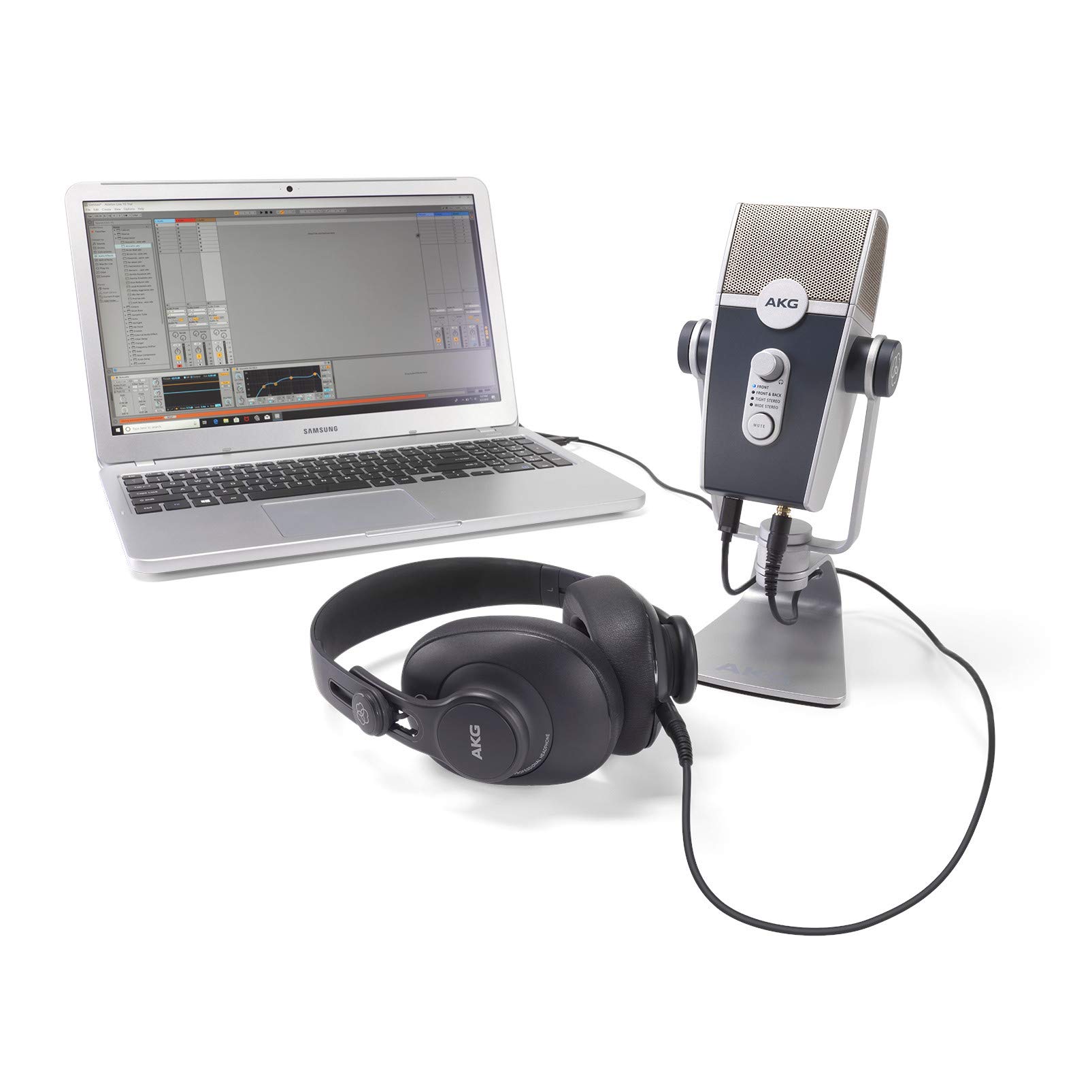  AKG Pro Audio ストリーマー、ビデオブロガー、ゲーマー向けの Pro Audio Podcaster Essentials キット - Lyra USB-C マイク、K371 ヘッドフォン、Ableton Lite ソフトウ...