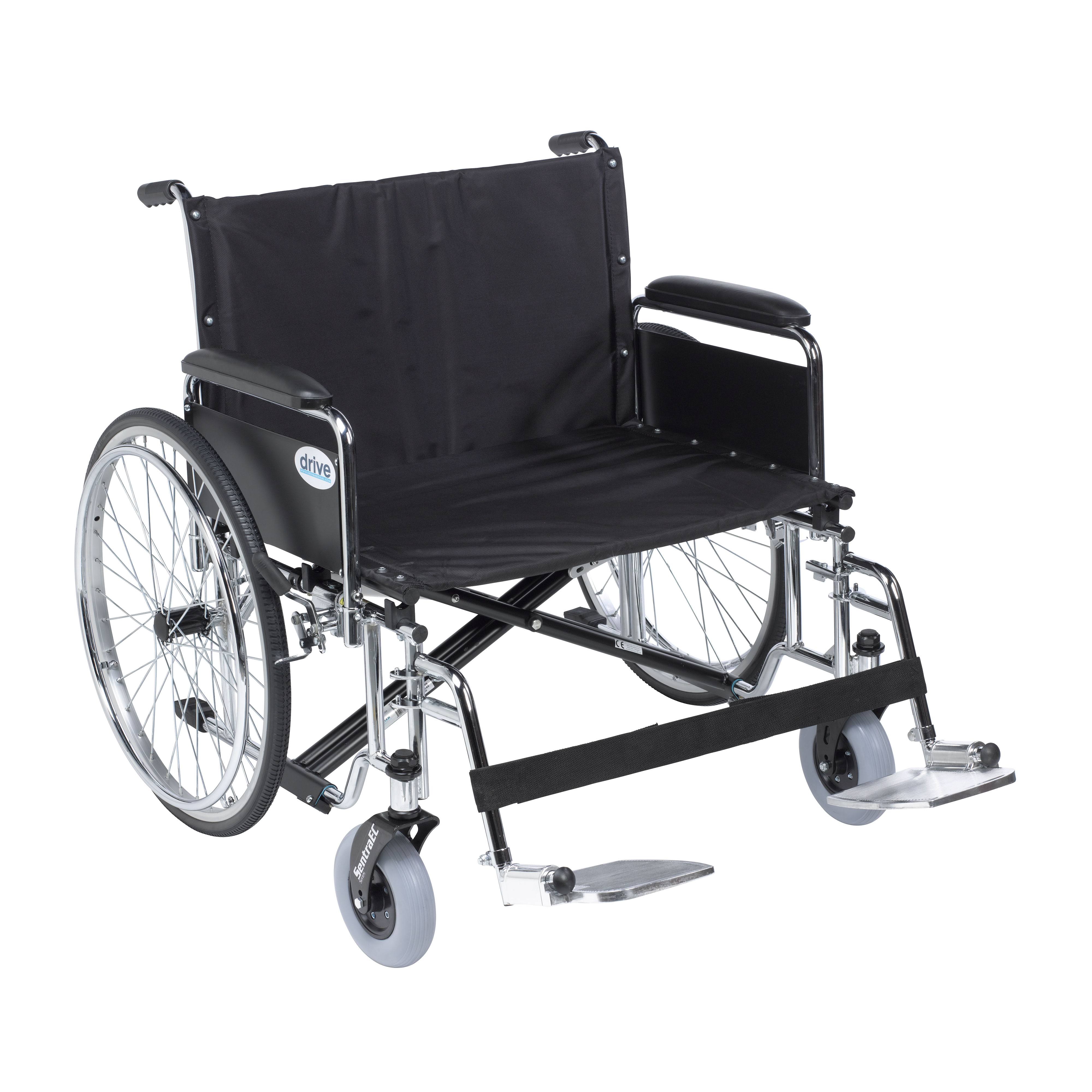 Drive Medical STD28ECDFA-SF Sentra Ecヘビーデューティーエクストラエクストラワイド車椅子、ブラック