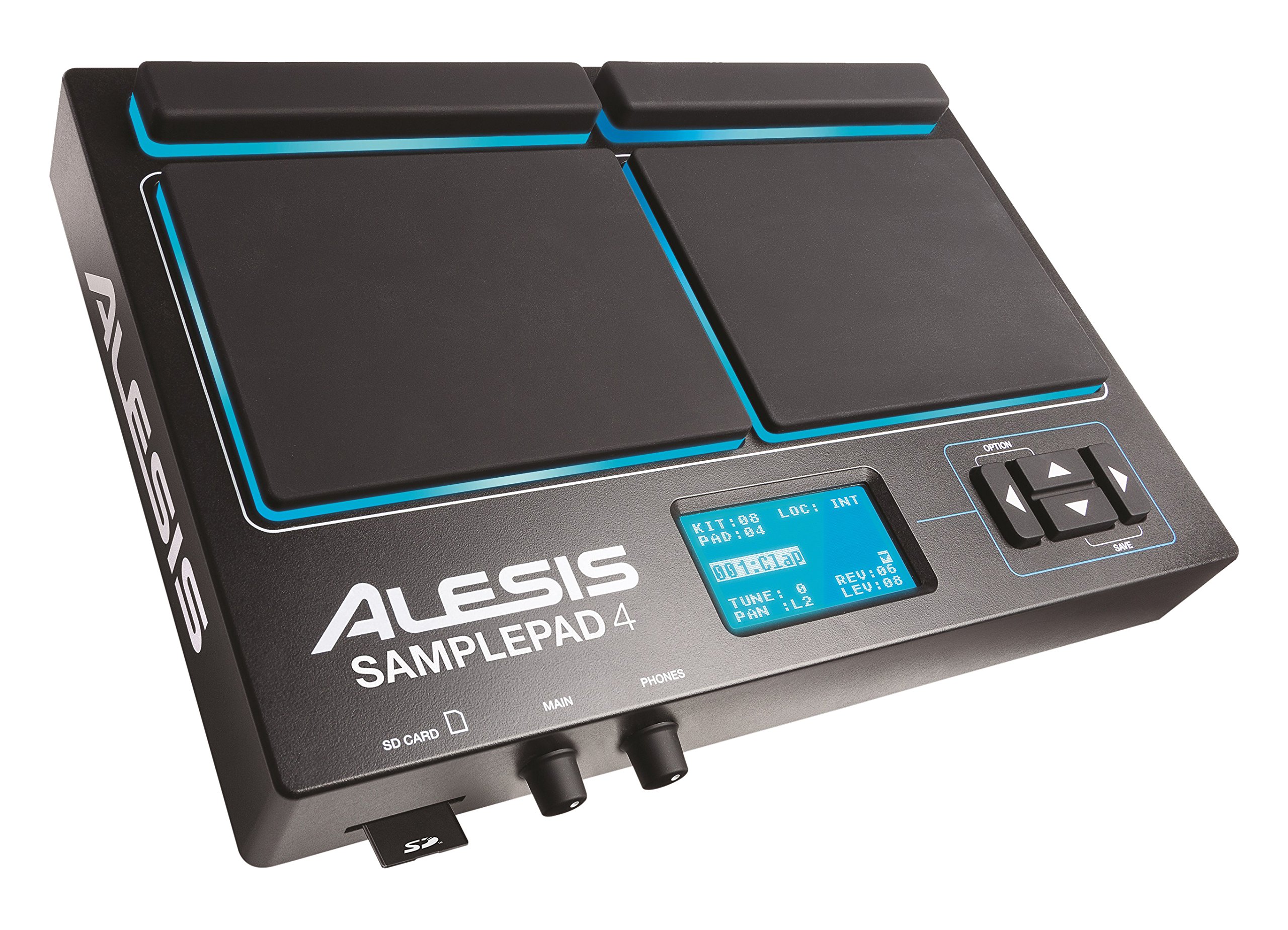  Alesis サンプルパッド 4 | 4 つのベロシティセンシティブパッド、25 のドラムサウンド、SD/SDHC カードスロットを備えたコンパクトなパーカッションお...