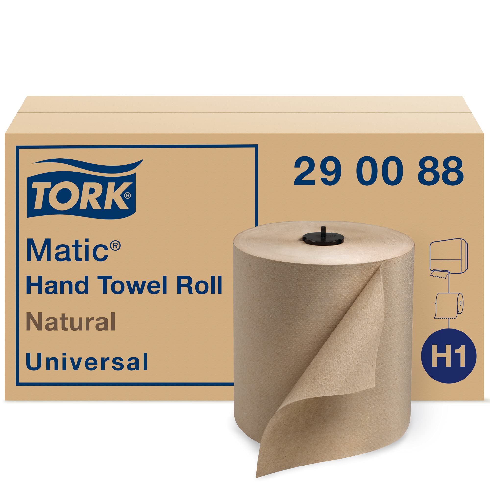 Tork Matic Advanced ペーパータオルロール H1、ペーパーハンドタオル 290089、100% 再生繊維、高吸収性、大容量 1 層、ホワイト - 6 ロール x 700 フィート