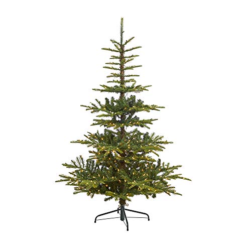 Nearly Natural 6フィート。 350個のクリアライトと705個の曲げ可能な枝を備えたレイヤードワシントンスプルース人工クリスマスツリー