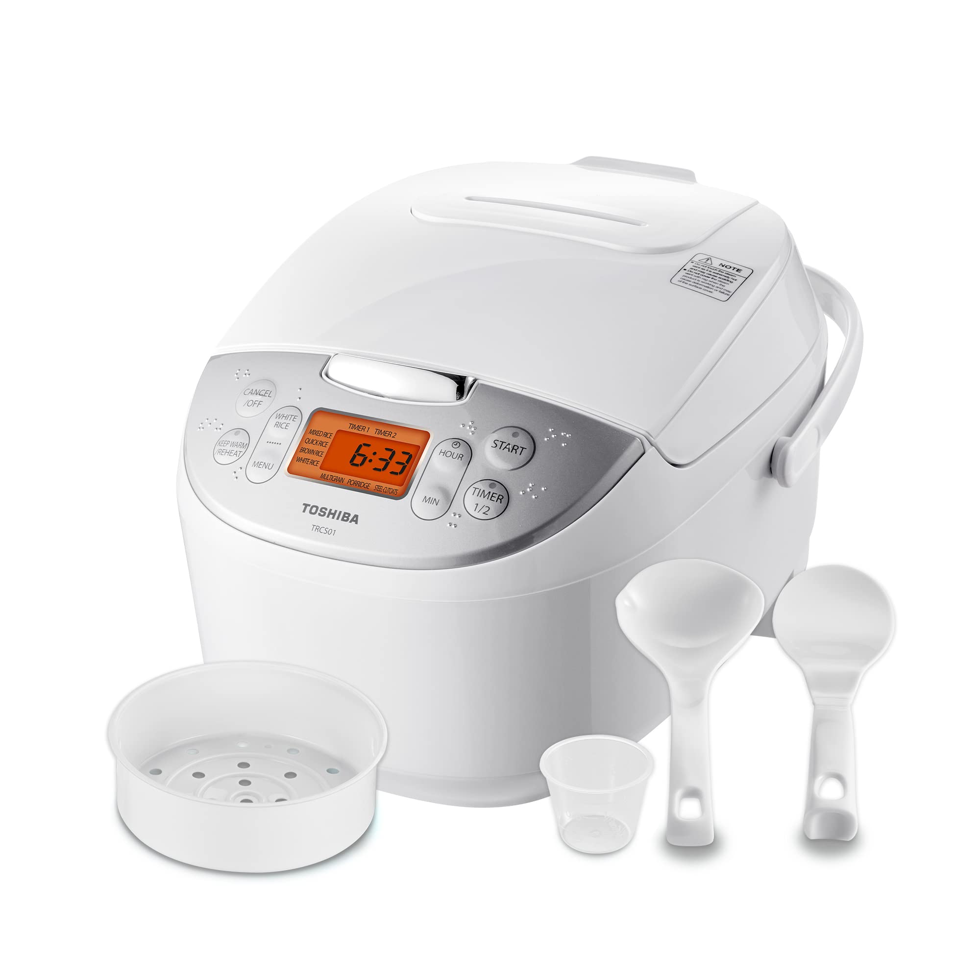  Toshiba 炊飯器 6カップ生米メーカー ファジーロジックテクノロジー搭載炊飯器、7つの調理機能、デジタル表示、2つの遅延タイマーと自動保温、ノン...