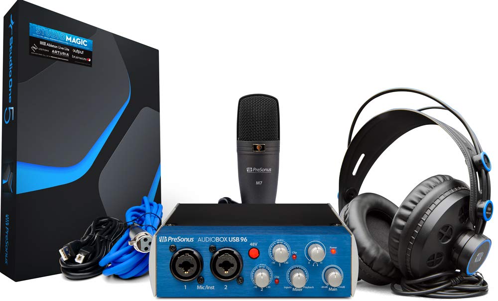 PreSonus AudioBox 96 Studio USB 2.0 レコーディング バンドル (インターフェイス、ヘッドフォン、マイク、Studio One ソフトウェア付き)