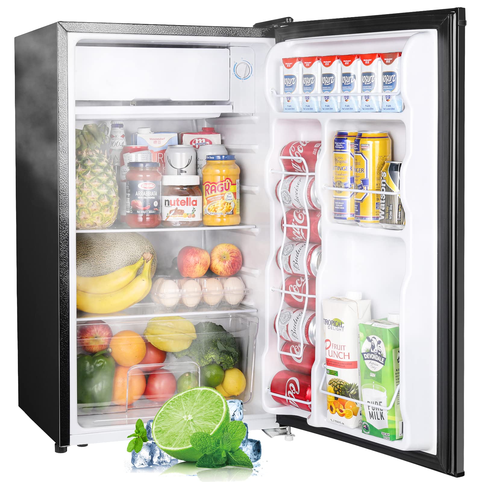 Upstreman 冷凍庫付き 3.2 立方フィート ミニ冷蔵庫、シングルドア ミニ冷蔵庫、BR321SR32...