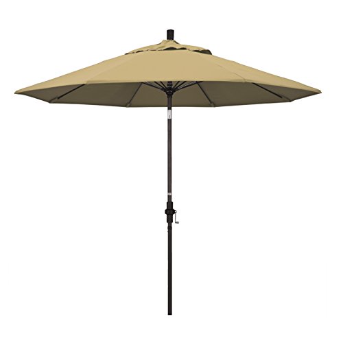 California Umbrella GSCUF908117-F67 9 'ラウンドアルミニウムポールグラスファイバーリブマーケットパティオ傘、ブロンズ、シャンパン