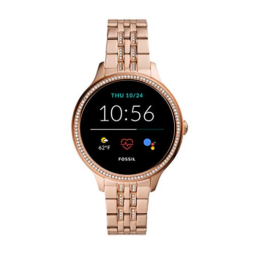 Fossil 42mm Gen 5E ステンレススチール タッチスクリーン スマートウォッチ、心拍数付き、カラー: ローズゴールド グリッツ (モデル: FTW6073)