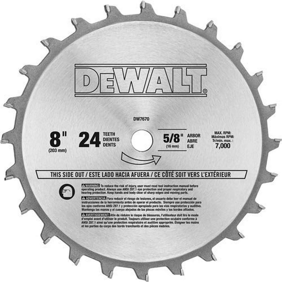 DEWALT Dado ブレードセット、8 インチ、24 歯 (DW7670)...