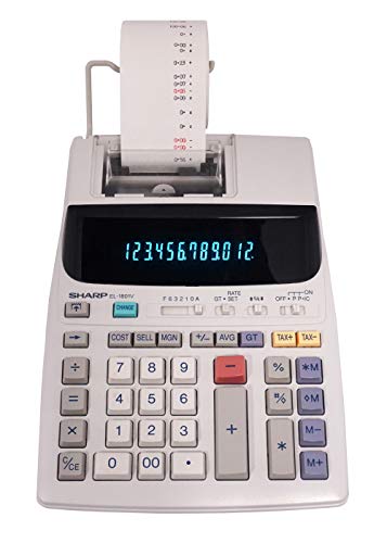 Sharp EL-1801V インク印刷電卓 蛍光表示管 交流式 オフホワイト