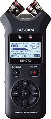 Tascam DR-07X ステレオハンドヘルドデジタルオーディオレコーダーおよび USB オーディオインターフェイス、ブラック
