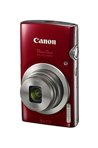 Canon PowerShot ELPH 180（赤）、20.0 MPCCDセンサーおよび8倍光学ズーム付き