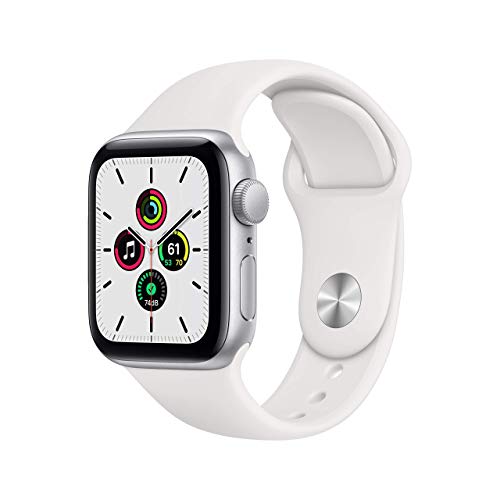 Apple Watch SE (GPS、40mm) - シルバー アルミニウム ケース、ホワイト スポーツ バンド (リニューアル)