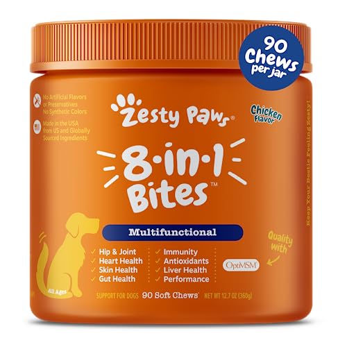 Zesty Paws 犬用多機能サプリメント - 関節サポートのためのグルコサミン コンドロイチン 腸と免疫の...