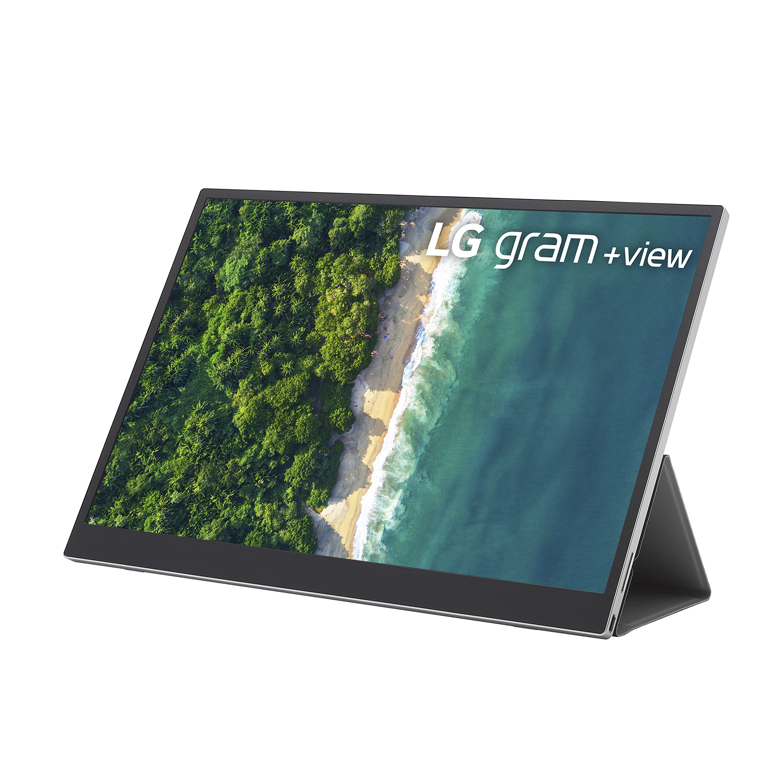  LG Gram +View 16 インチ ポータブル WQXGA (2560 x 1600) IPS モニター、16:10 アスペクト比、DCI-P3 99% カラー、USB-C 接続、横向きおよび縦向き、フォリオ カバー...