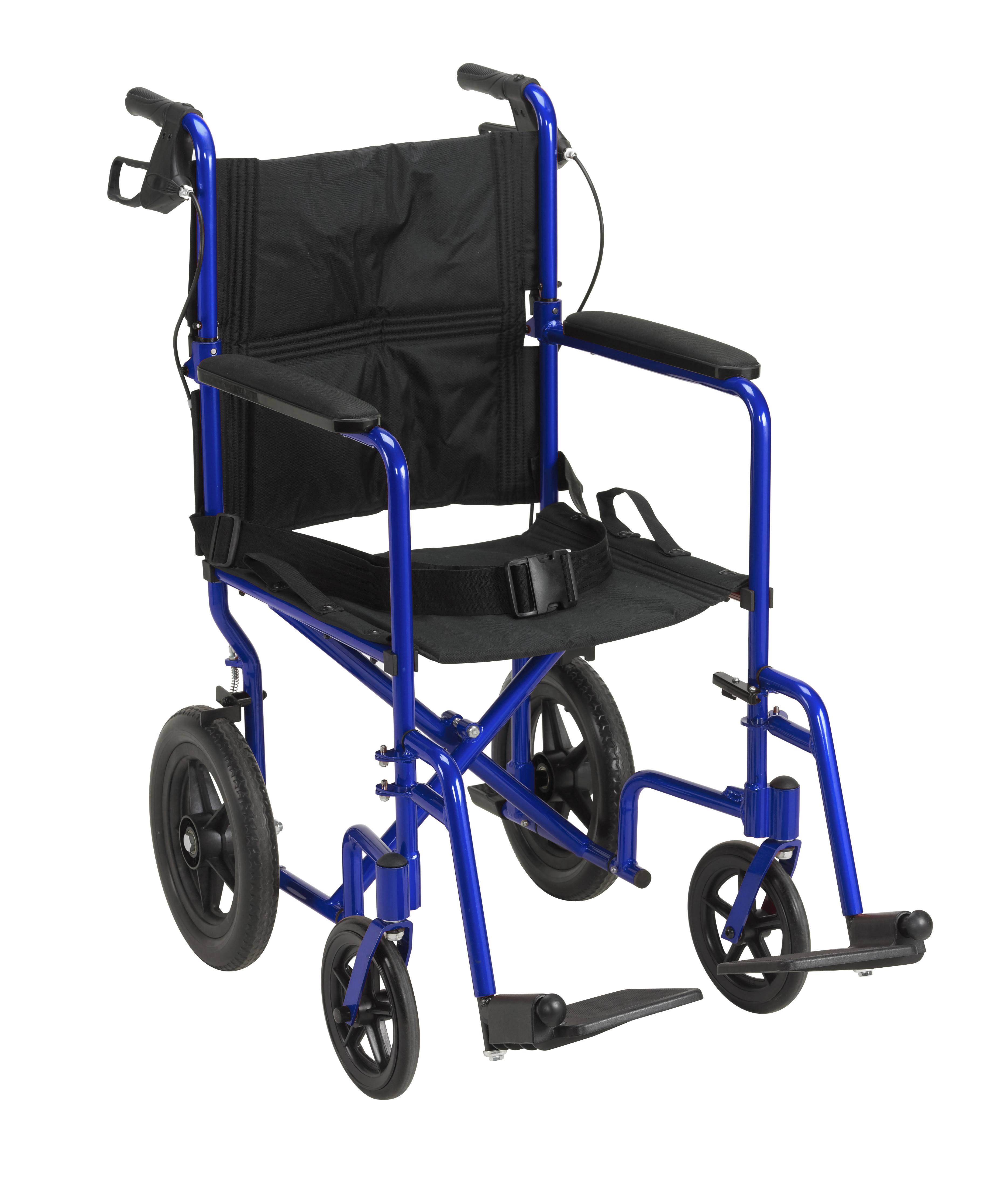 Drive Medical ハンドブレーキ付き軽量遠征輸送車椅子、青...