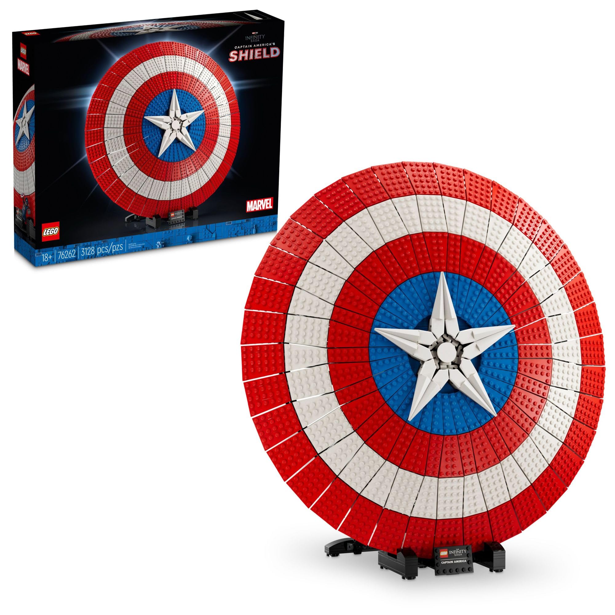 LEGO マーベル キャプテン アメリカ シールド 76262 大人用モデルキット、キャプテン アメリカの象徴...