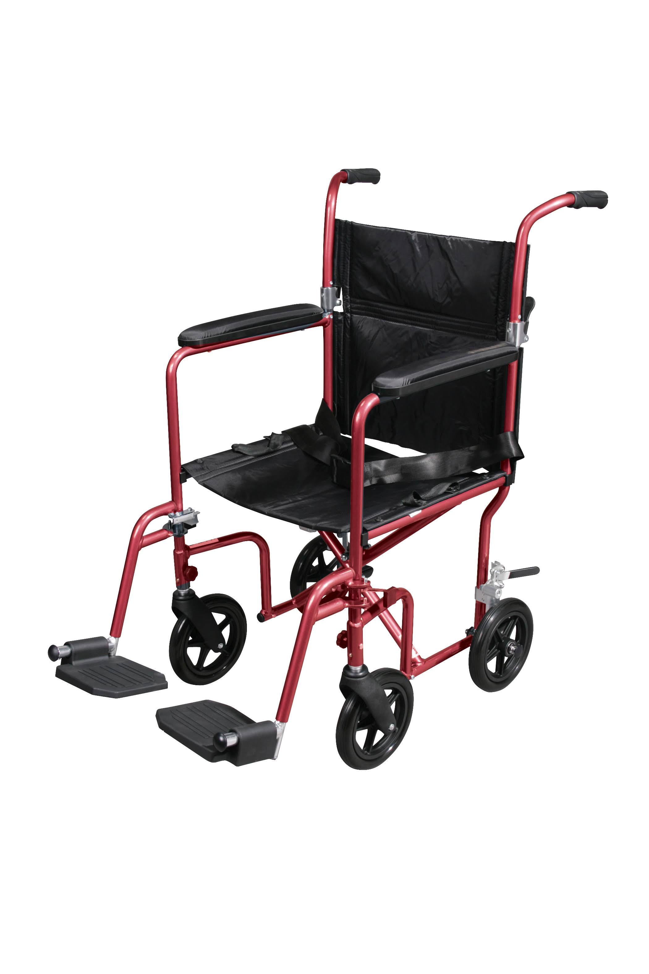 Drive Medical 取り外し可能な車輪が付いているフライ級の軽量の輸送の車椅子、赤...