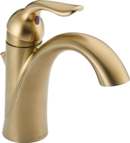 Delta Faucet Lahara Single Hole Bathroom Faucet, Gold B...