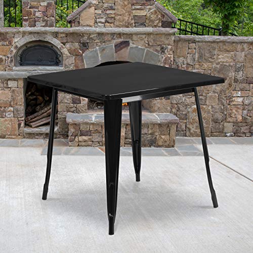 Flash Furniture 商用グレード 31.5 フィート スクエア ブラック メタル屋内屋外テーブル