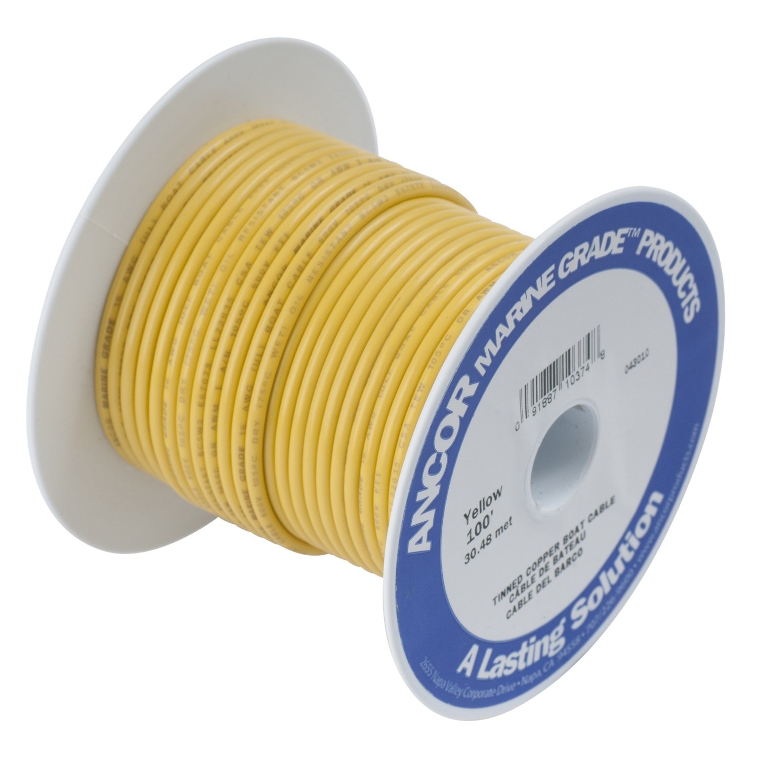 Ancor 115930 Tinned Copper Battery Cable, 1 AWG (40mm2), Yellow - 300ft