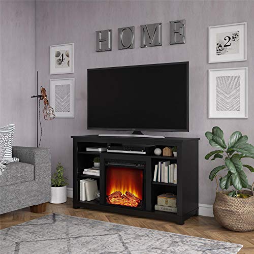 Ameriwood Home Edgewood TV コンソール 暖炉付き (最大 60 インチまでのテレビ用)、ウェザード オーク