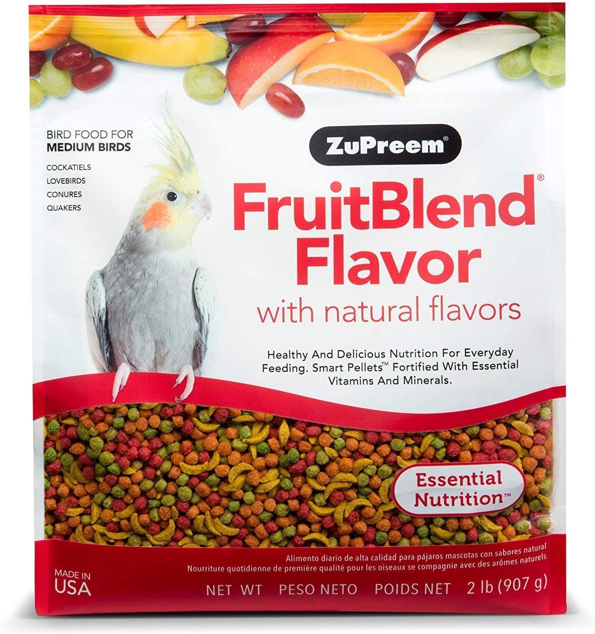  ZuPreem FruitBlend フレーバーペレット 中型鳥用バードフード (複数サイズ) - オカメインコ、クエーカー教徒、ラブバード、小型コニュア用のデイリー...