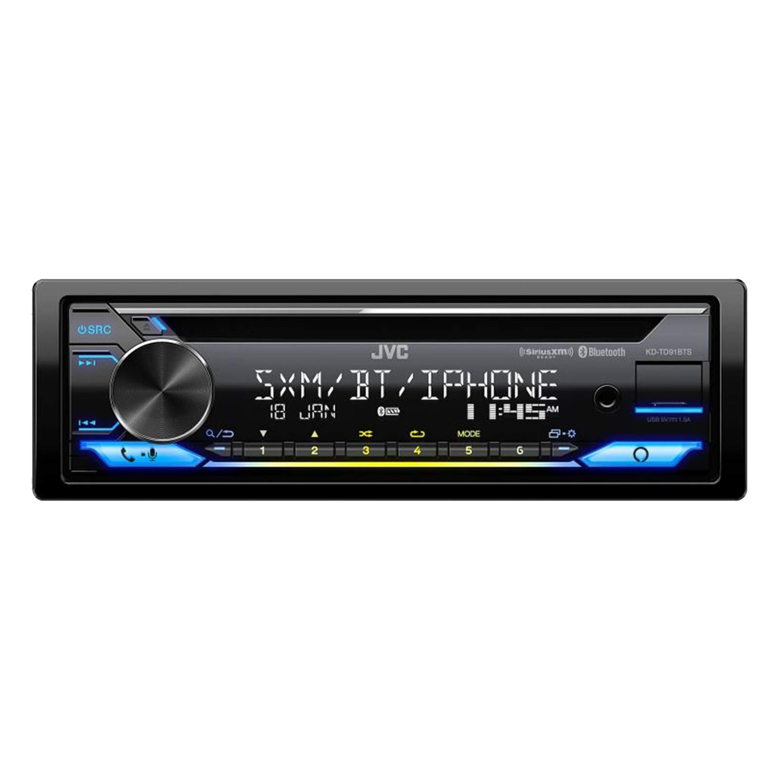  JVC KD-TD91BTS Bluetooth カーステレオレシーバー USB ポート 2 ライン LCD ディスプレイ、AM/FM ラジオ CD および MP3 プレーヤー付き - Amazon Alexa 対応 シングル...