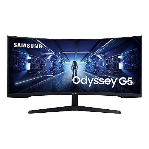 Samsung 34 インチ Odyssey G5 ウルトラワイド ゲーミング モニター、1000R 曲面スク...