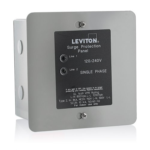 Leviton 51120-1 120/240 ボルト パネル プロテクター、4 モード保護、軽商業/住宅グレード、NEMA 1 エンクロージャ内