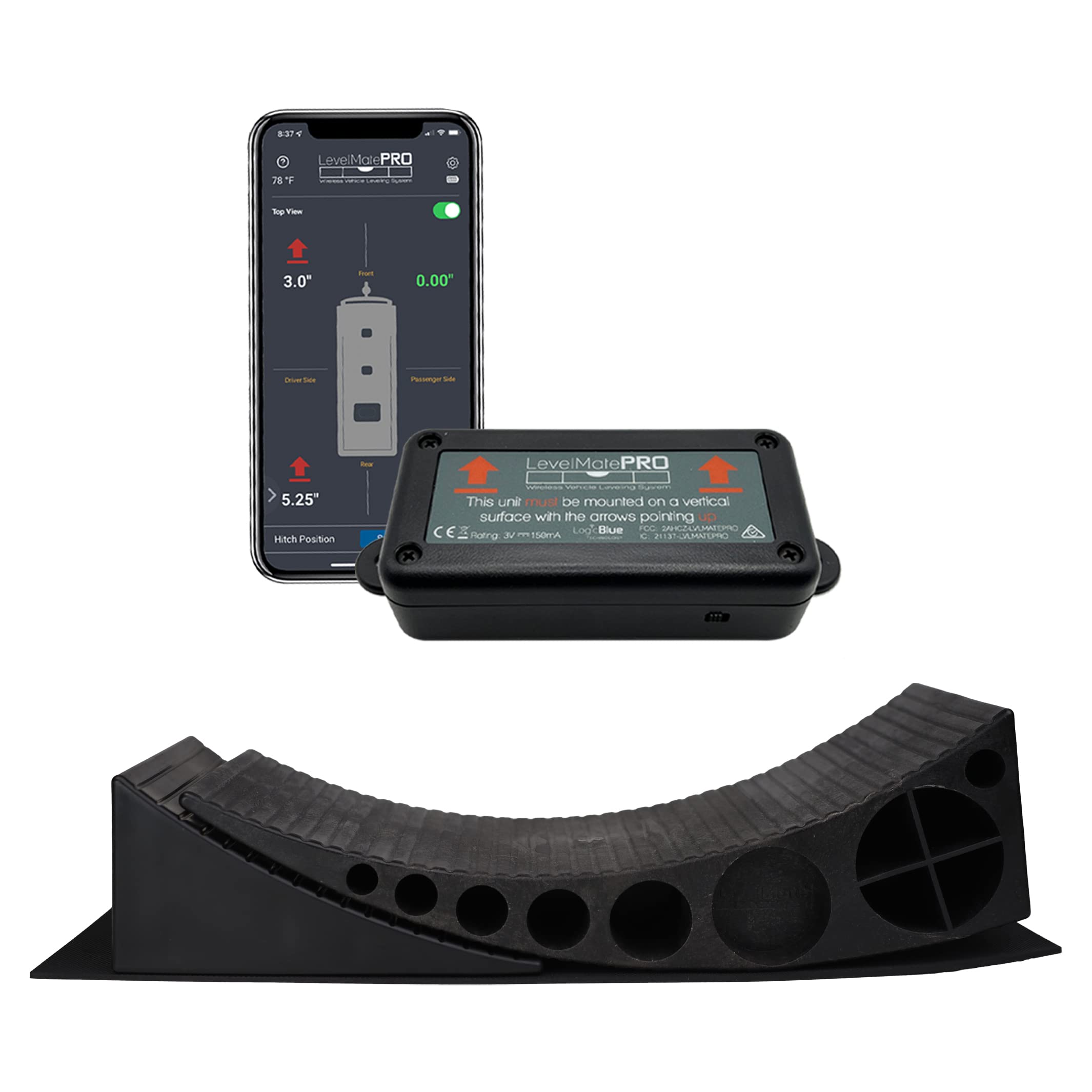 LogicBlue Technology LevelMatePRO ワイヤレス車両レベリング システム - 特許取得済みの迅速かつ簡単なスマートフォン RV レベリング ツール - 動力付き