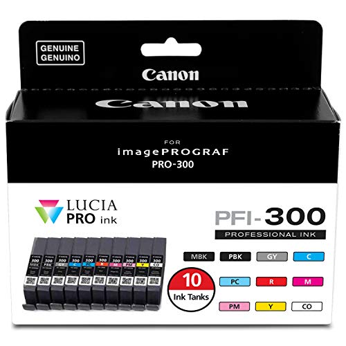 Canon PFI-300 Lucia PRO インク、インクタンク 10 個、imagePROGRAF PRO-300 プリンター対応、マルチ、標準 (4192C007)