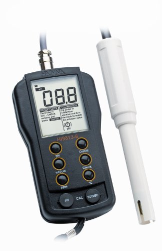 Hanna Instruments HI 9813-6N 防水 pH/EC/TDS 温度計、栽培者向けのクリーンおよび校正チェック、0 ～ 50 ℃、9V バッテリー