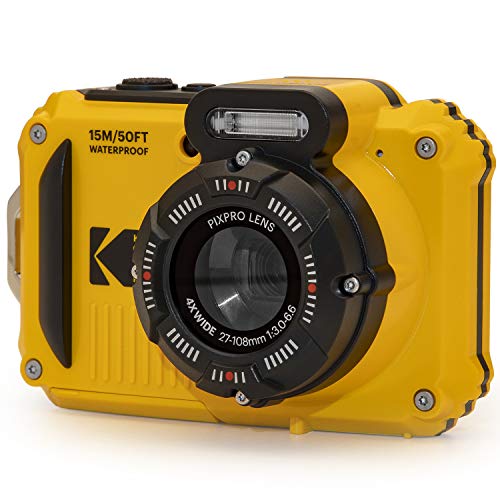 Kodak PIXPRO WPZ2 頑丈な防水デジタルカメラ 16MP 4X 光学ズーム 2.7 フィート LCD フル HD ビデオ、イエロー