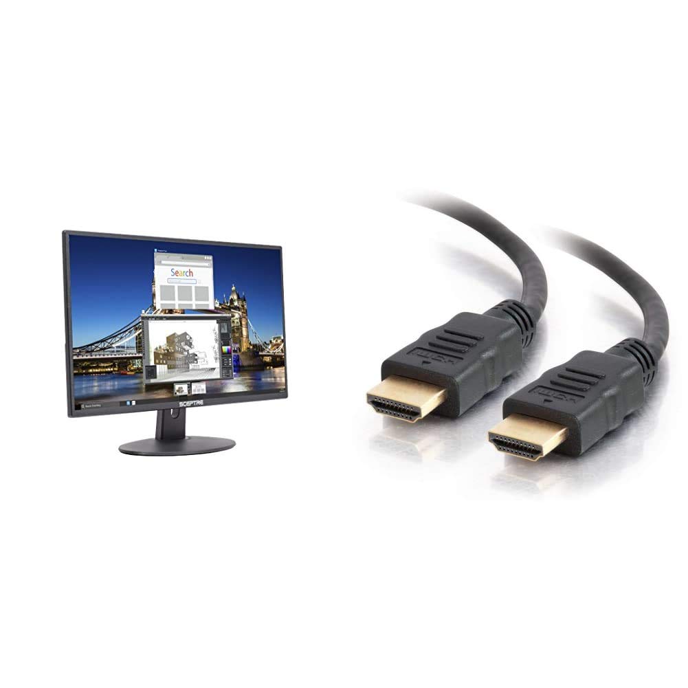 Sceptre E205W-16003R 超薄型フレームレス LED モニター HDMI VGA 内蔵スピーカー、メタリック ブラック 2018