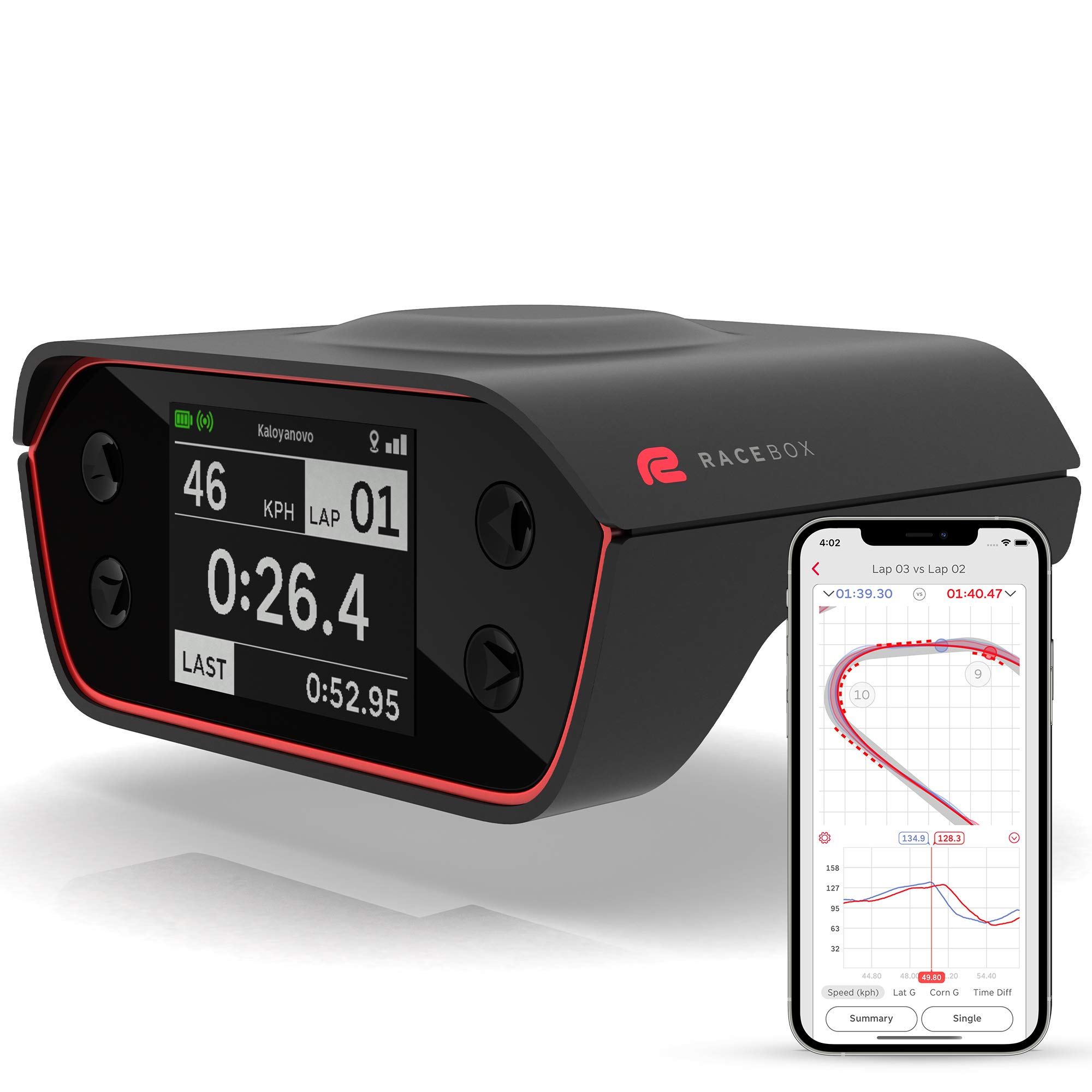  RaceBox 10Hz GPS 公式ベースパフォーマンスメーターボックス、モバイルアプリ付き - カーラップタイマーとドラッグメーター - レーシング加速度計デ...