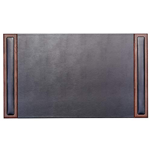 Dacasso ウッド＆レザーデスクパッド、34 x 20、ウォルナット＆ブラック