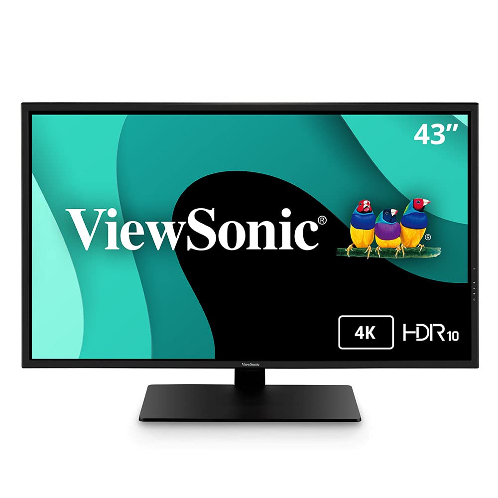 Viewsonic VX4381-4K 43 インチ Ultra HD MVA 4K モニター ワイドスクリーン、HDR10 サポート、アイケア、HDMI、USB、家庭およびオフィス用 DisplayPort 付き