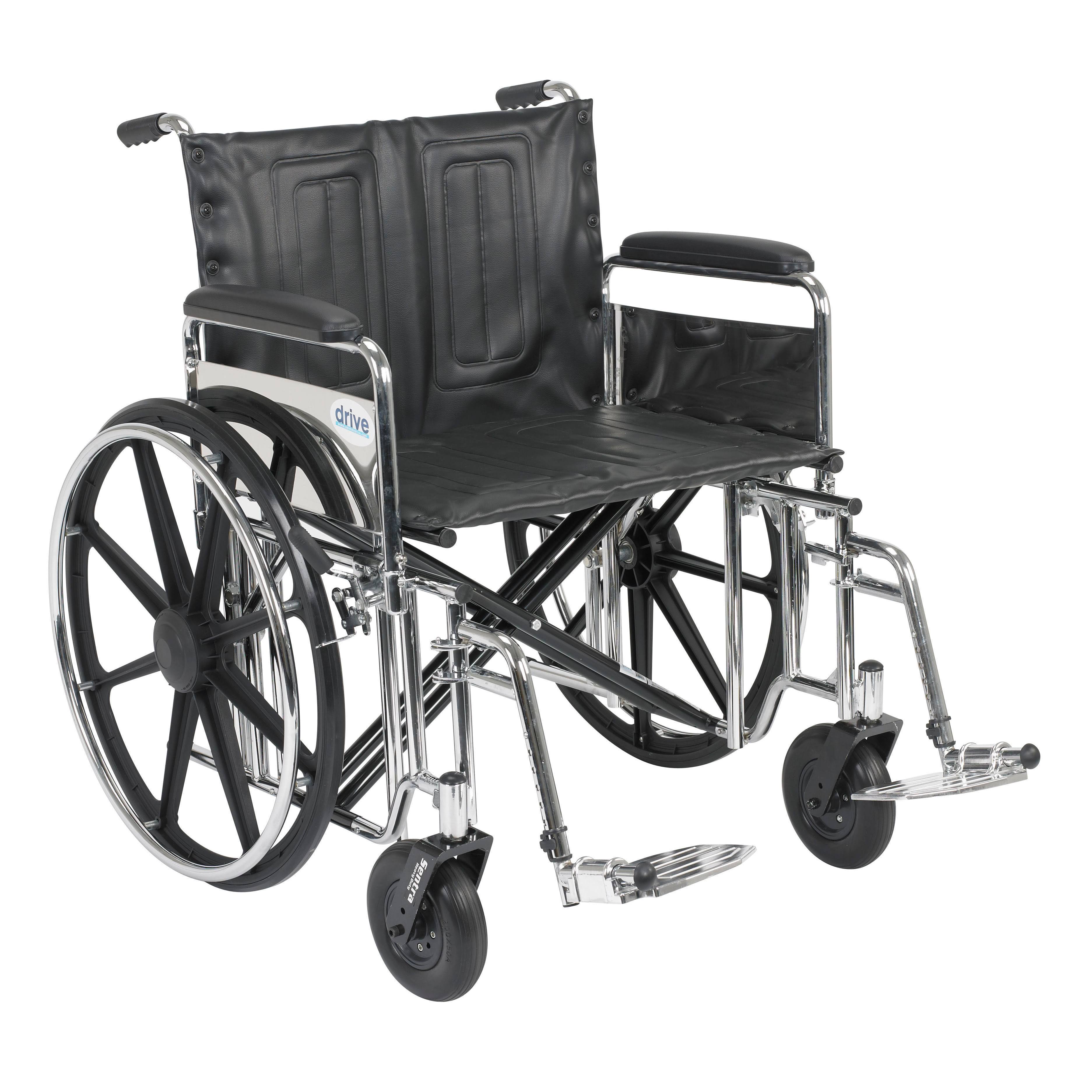 Drive Medical さまざまなアームスタイルとフロントリギングオプションを備えたセントラエクストラヘビーデューティ車椅子、ブラック、肥満症24 '