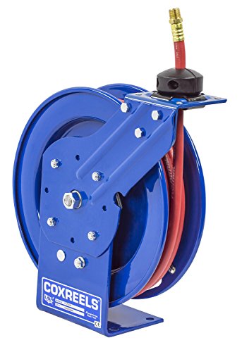 Coxreels P-LP-325 低圧格納式空気/水ホースリール: 内径 3/8 フィート、ホース容量 25 フィート、ホース付き、300 PSI、米国製
