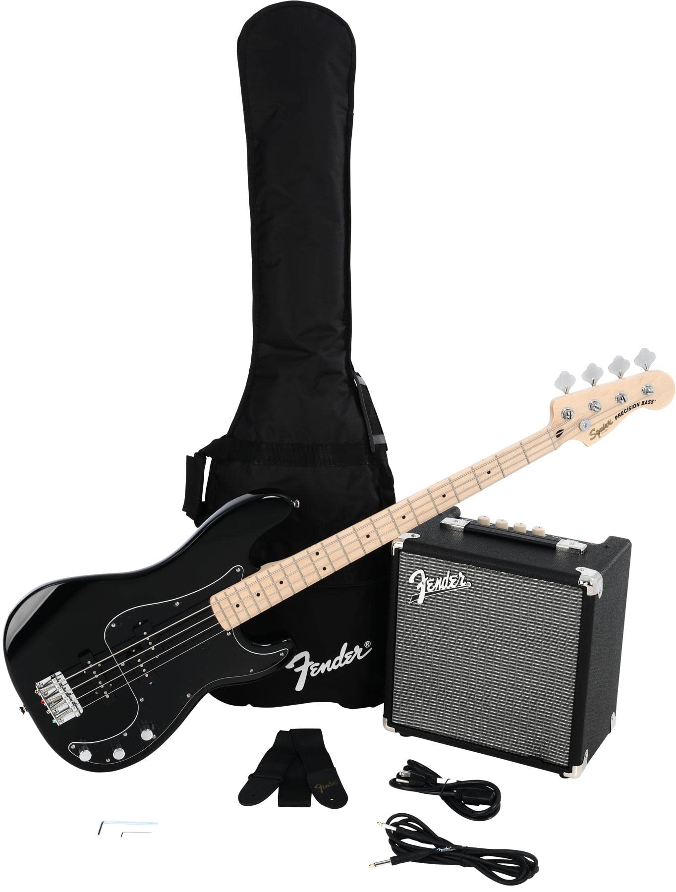 Fender Squier by Affinity シリーズ PJ ベース、メイプル指板、ブラック、ランブル ...