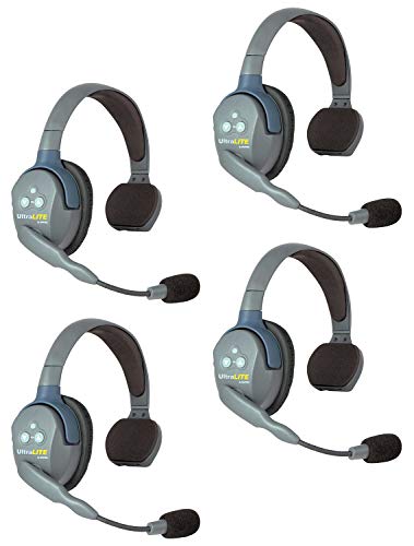 EARTEC UL4S UltraLITE 全二重ワイヤレス ヘッドセット通信 (4 ユーザー用) - 片耳ヘッドセット 4 台
