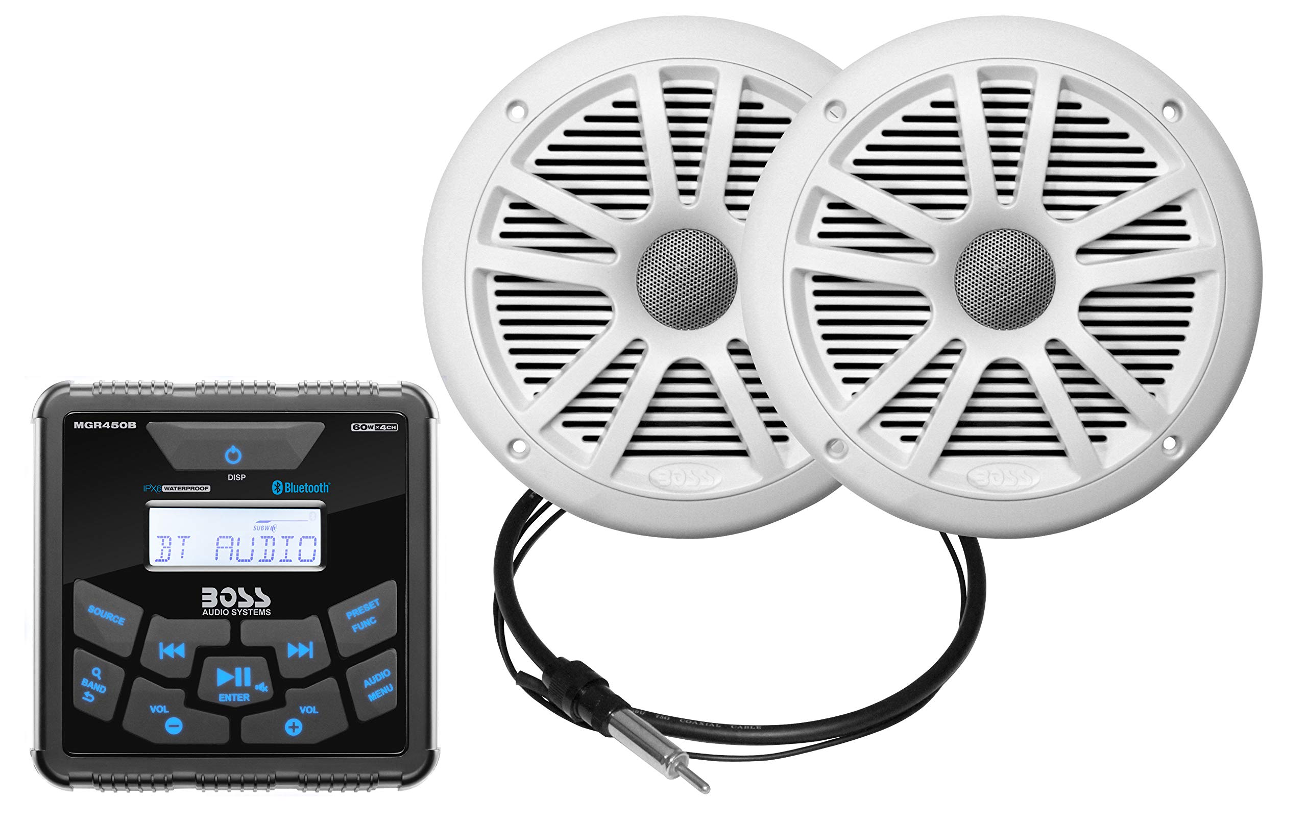 BOSS Audio Systems システム MCKGB450W.6 耐候性マリンゲージレシーバーおよびスピ...