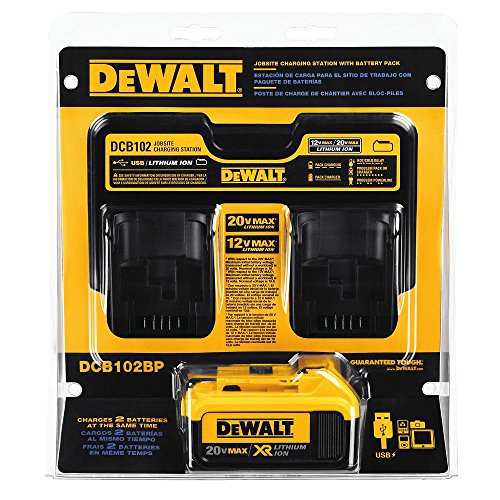 DEWALT 20V MAX* 4Ah バッテリーパック付き現場用充電ステーション (DCB102BP)...