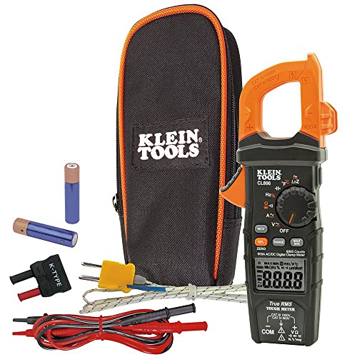 Klein Tools CL800 デジタルクランプメーター、オートレンジ TRMS、AC/DC 電圧/電流、LoZ、導通、周波数、静電容量、NCVT、温度、その他 1000V
