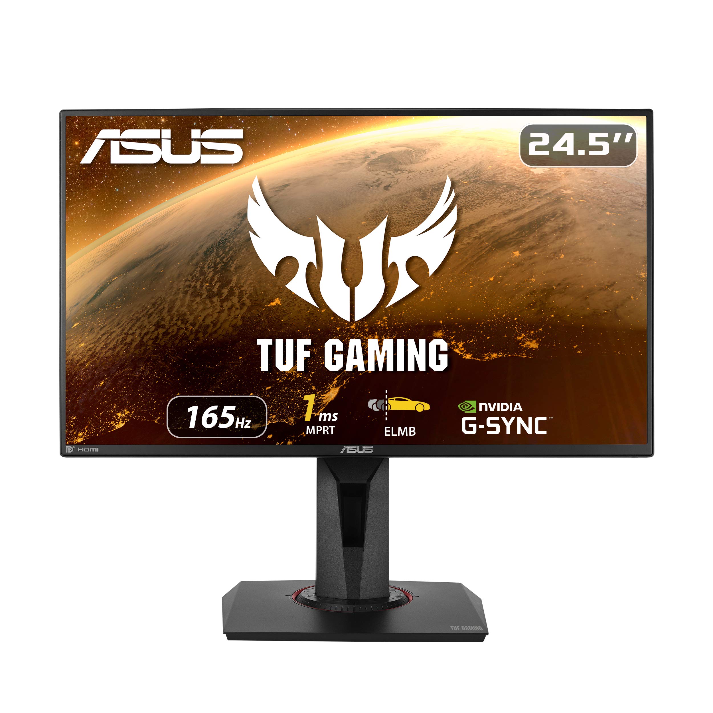 Asus TUF Gaming VG259QR 24.5 ゲーミングモニター、1080P フル HD、165Hz (144Hz をサポート)、1ms、超低モーションブラー、G-SYNC 互換対応、Eye Care、DisplayPort HDMI...