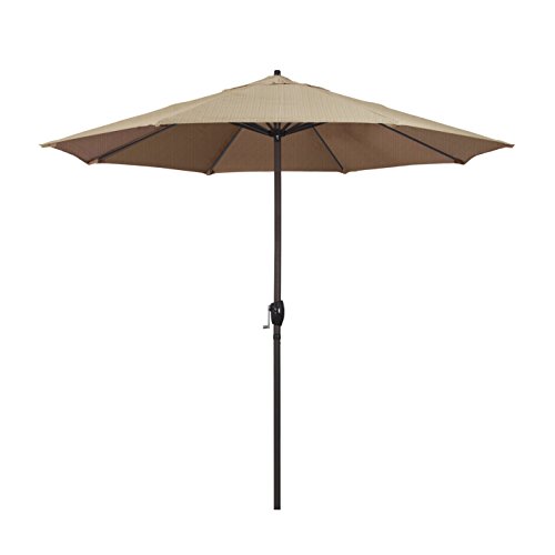 California Umbrella ATA908117-FD10 9 'ラウンドアルミニウム、テラスセコイアオレフィンマーケット傘、クランクリフト、オートチルト、ブロンズポール