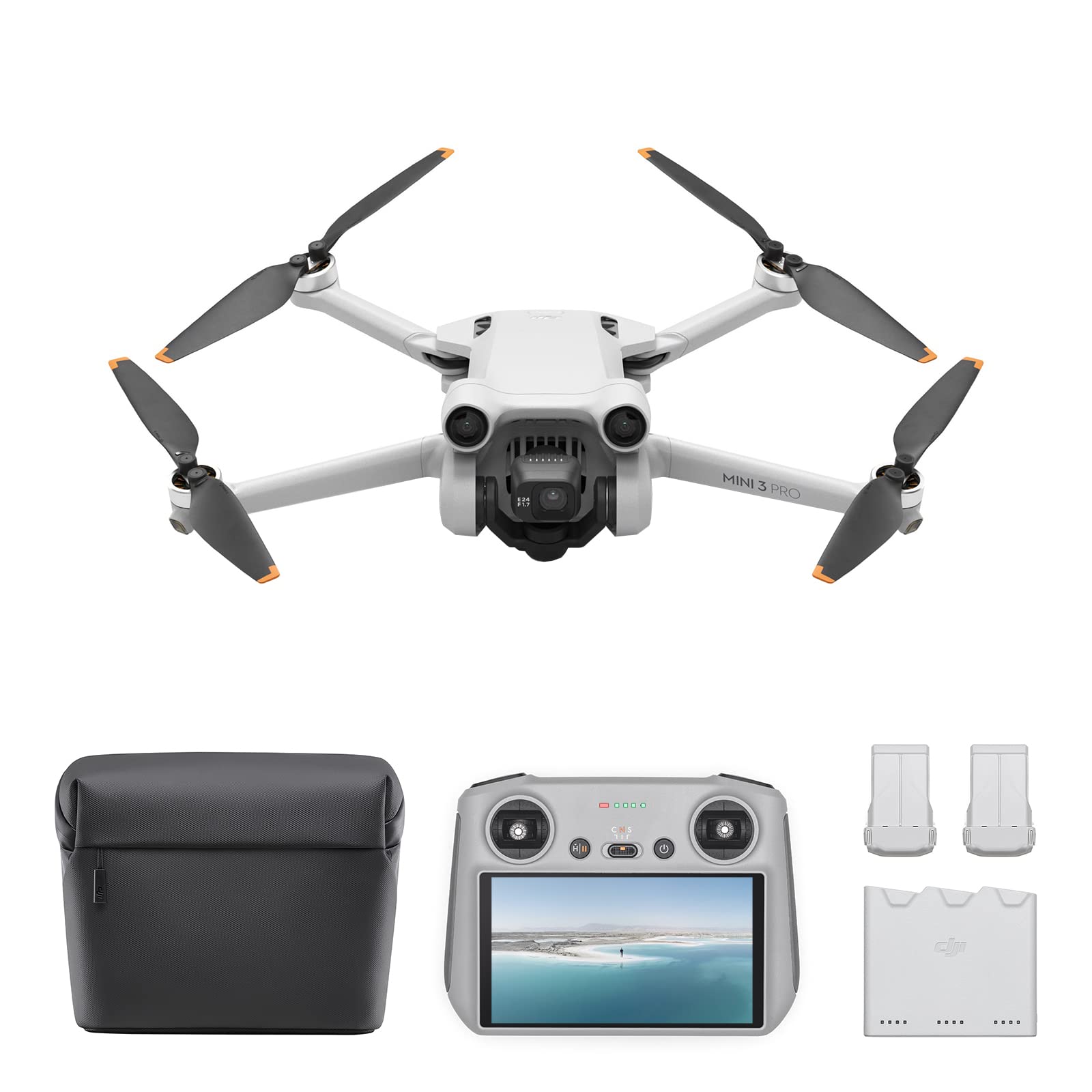 DJI Mini 3 Pro (RC) & Fly More Kit Plus 4K/60fps ビデオ付き軽量で折りたたみ可能なカメラ ドローン、飛行時間 47 分、三方向障害物検知、航空写真に最適