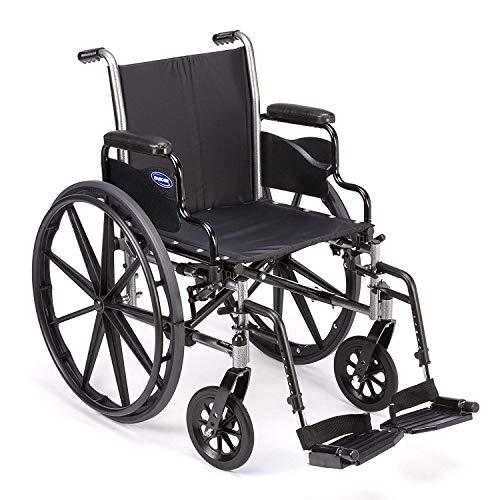 Invacare Tracer SX5 車椅子、デスク長アームとヒールループ付き T93HCP ヘミフットレスト付き、シート幅 18 フィート、1193458