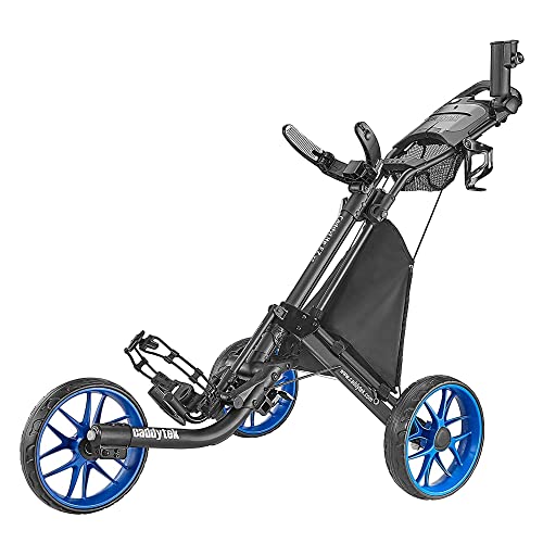 CaddyTek 3輪ゴルフプッシュカート - フットブレーキ付き折りたたみ式軽量手押し車 - 開閉が簡単