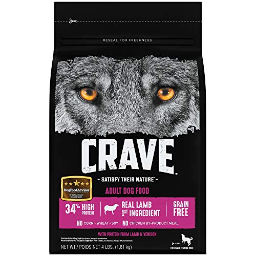 Crave 穀物不使用、高タンパク質の成犬用ドライドッグフード、ラム＆ベニソン
