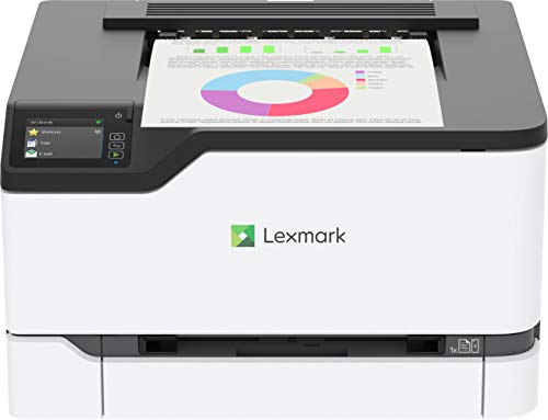 Lexmark C3426dwカラーレーザープリンター、インタラクティブタッチスクリーン、フルスペクトルセキュリティ、最大26 ppm（40N9310）の印刷速度、白、小